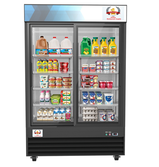 2 Door Glass Refrigerator- SLIDING DOOR 45cu.ft.