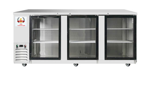 90" Glass Door Back Bar Refrigerator S/S